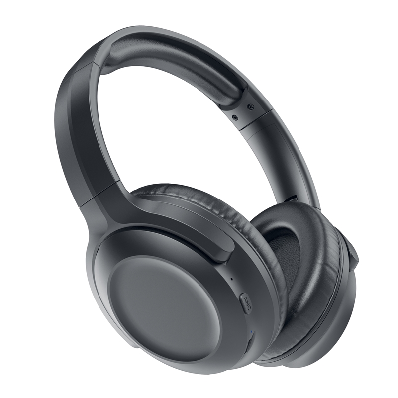 muvit for change foldable ANC stereo headphones with active noise cancellation, adapters and travel pouch black
