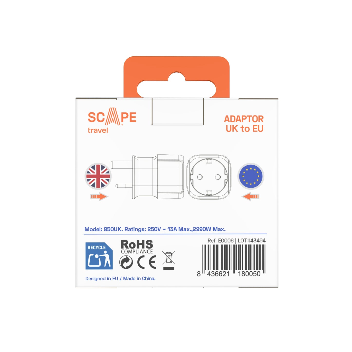 Universal adapter (EU to USA/Japan or UK)