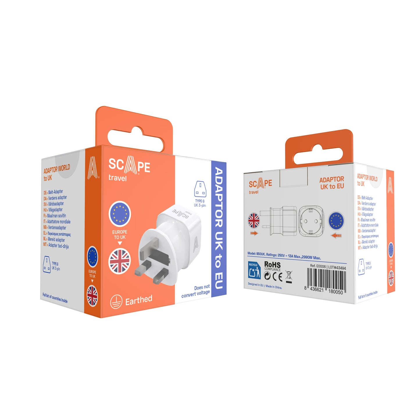 Universal adapter (EU to USA/Japan or UK)
